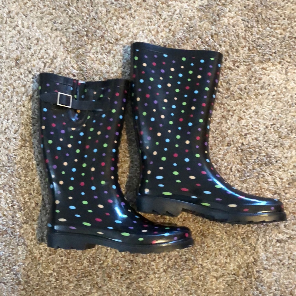 Multi-colored Polka Dot Rain boots